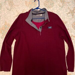 L.L. Bean Maroon Button-Collar Sweater